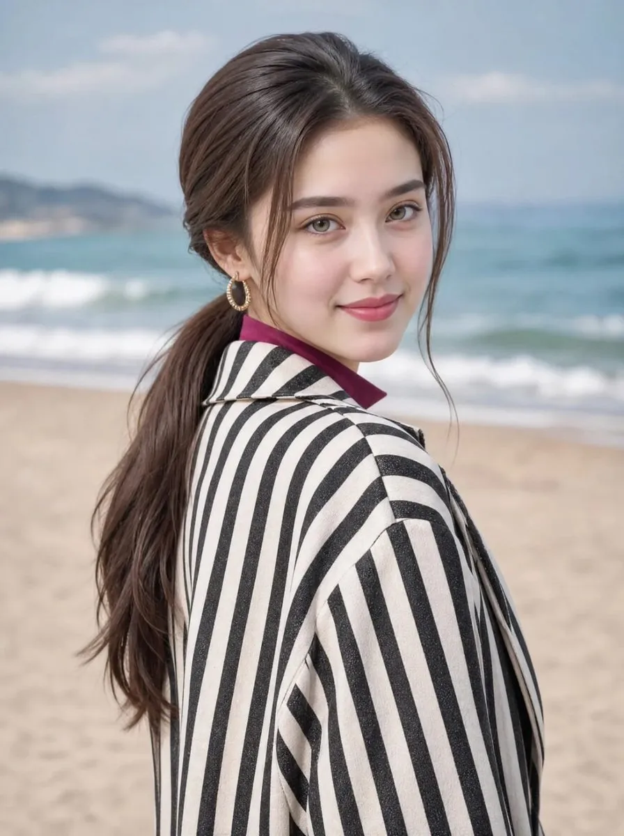 Ocean Shore Fashion Portrait