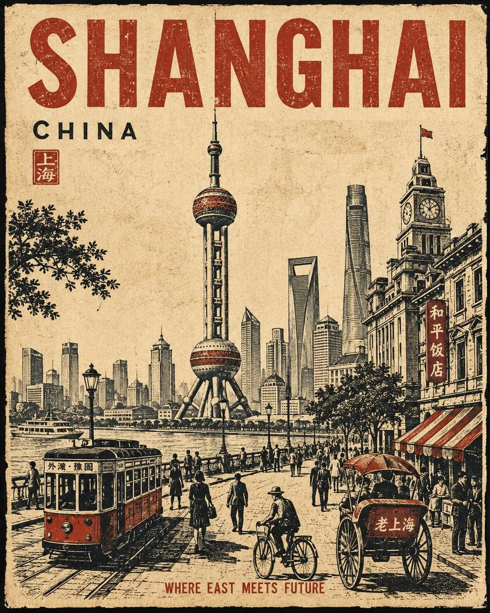 Vintage Shanghai Travel Poster