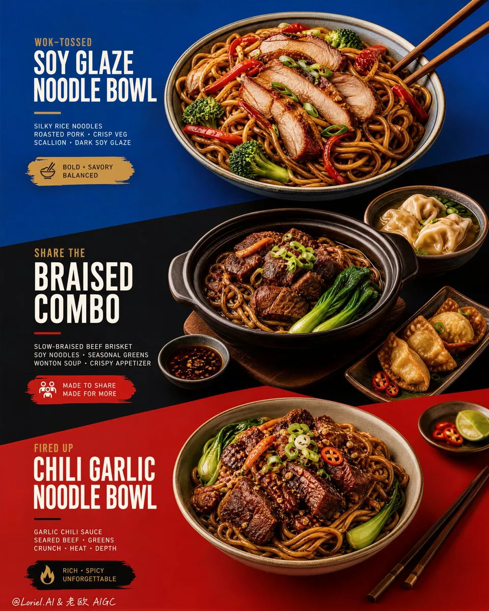 Premium Color-Block Noodle Poster