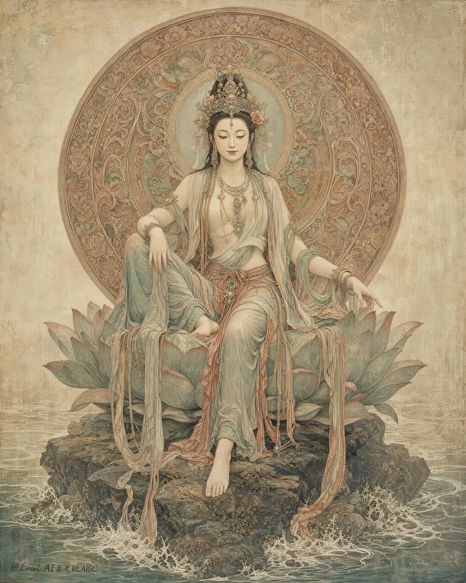 Antique Celestial Goddess Sacred Art