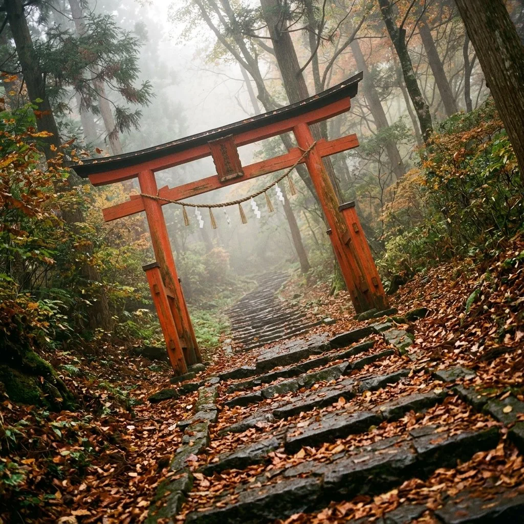 Misty Torii Forest Stairs