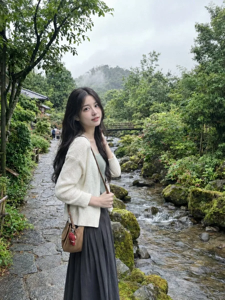 Misty Japanese Garden Travel Portrait