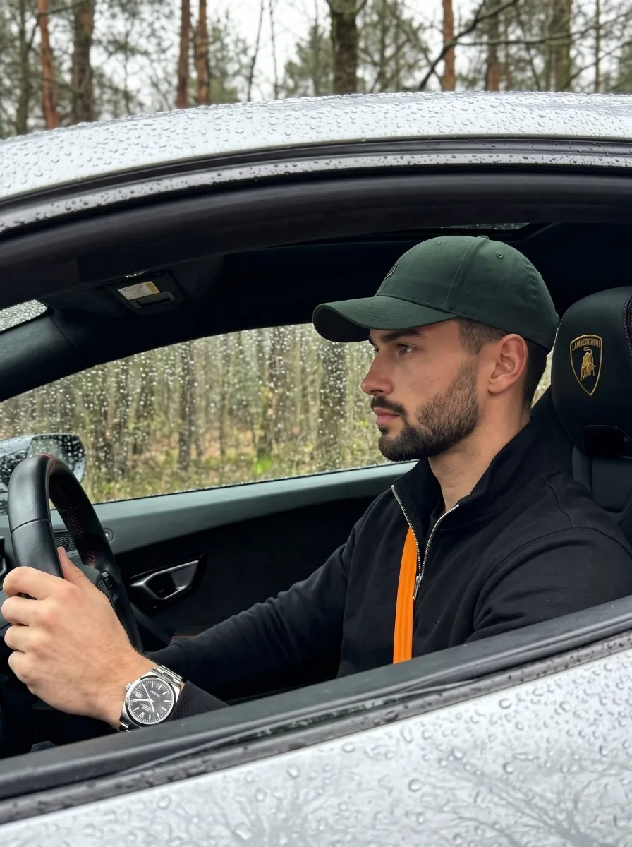 Rainy Lamborghini Driver Portrait