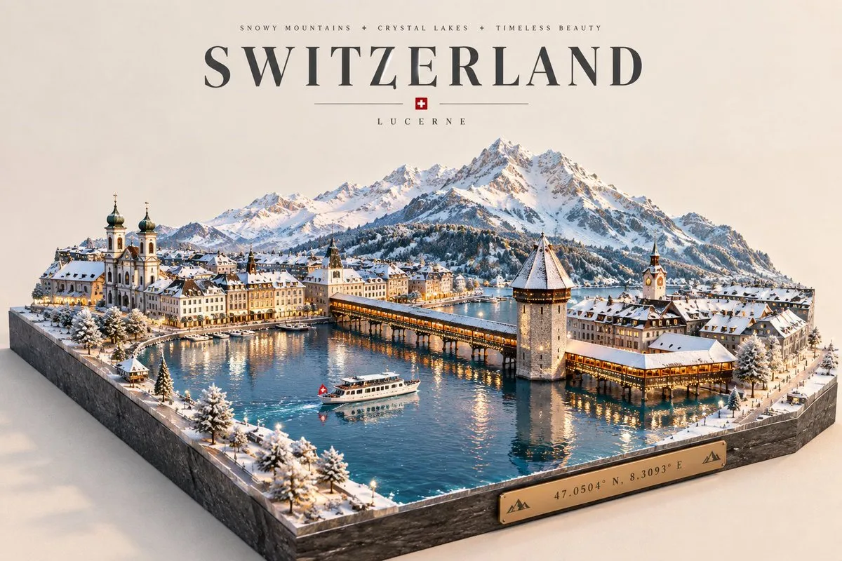 Luxury Lucerne Miniature Travel Poster
