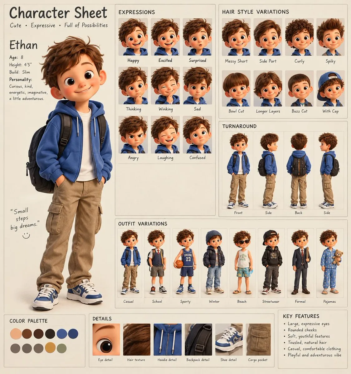 Ethan Character Design Sheet