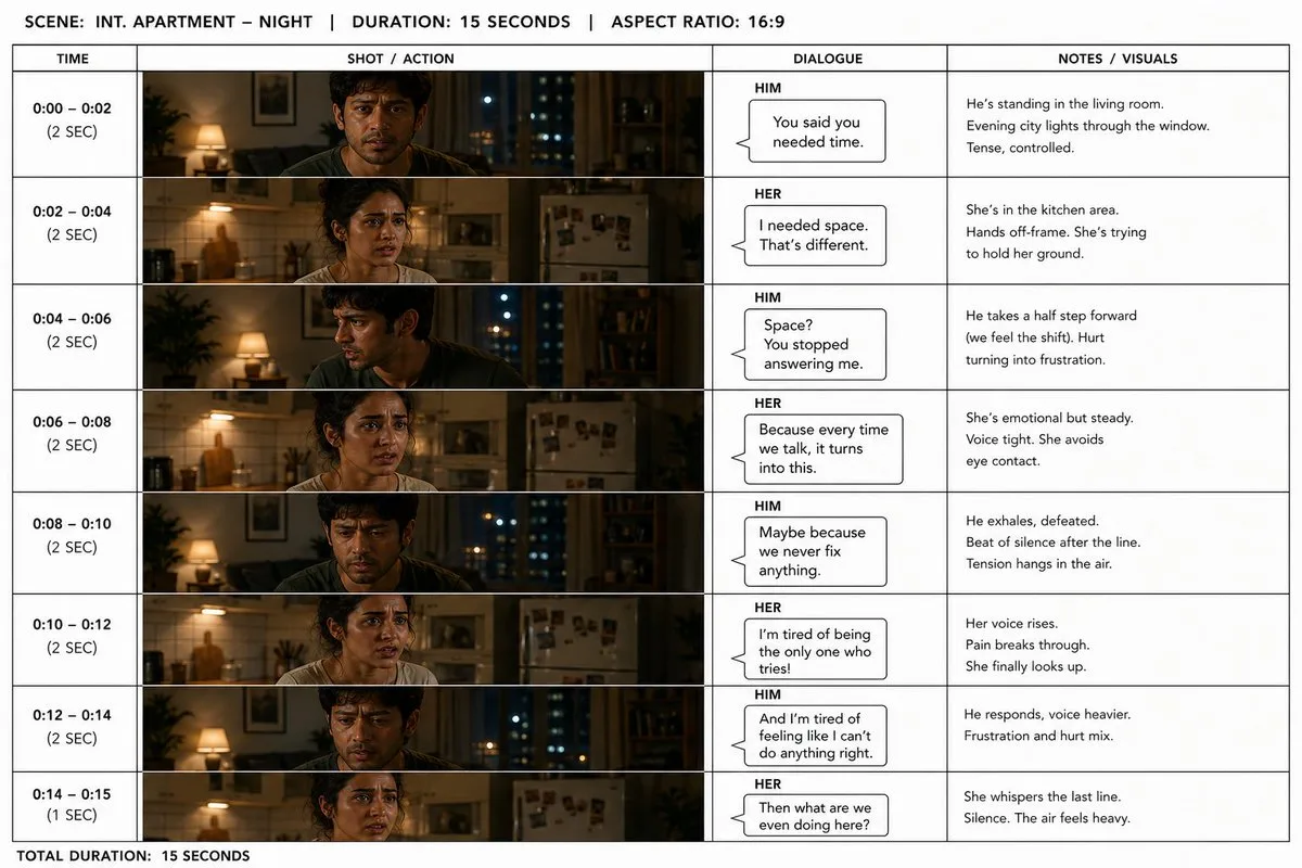 Apartment Confrontation Storyboard