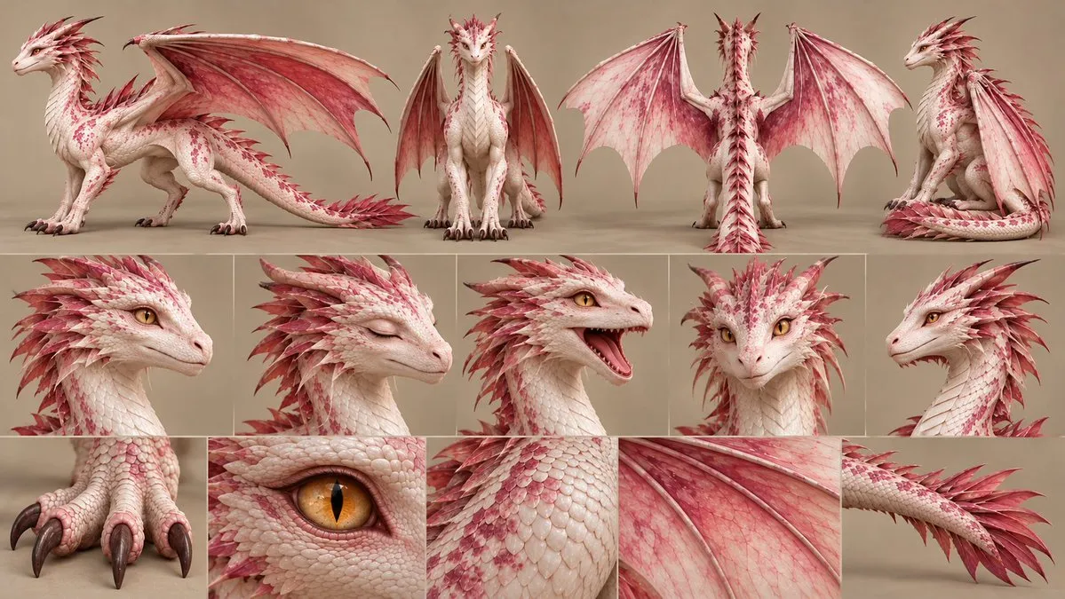 Pearl-White Dragon Reference Sheet