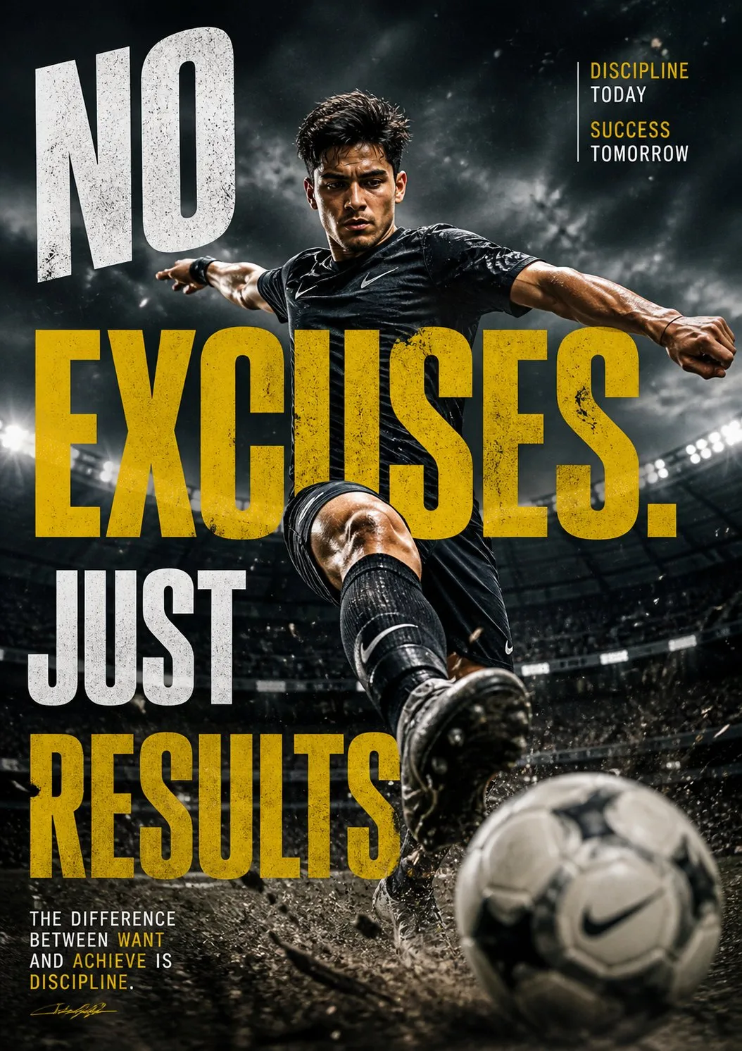 No Excuses Sports Motivation Poster