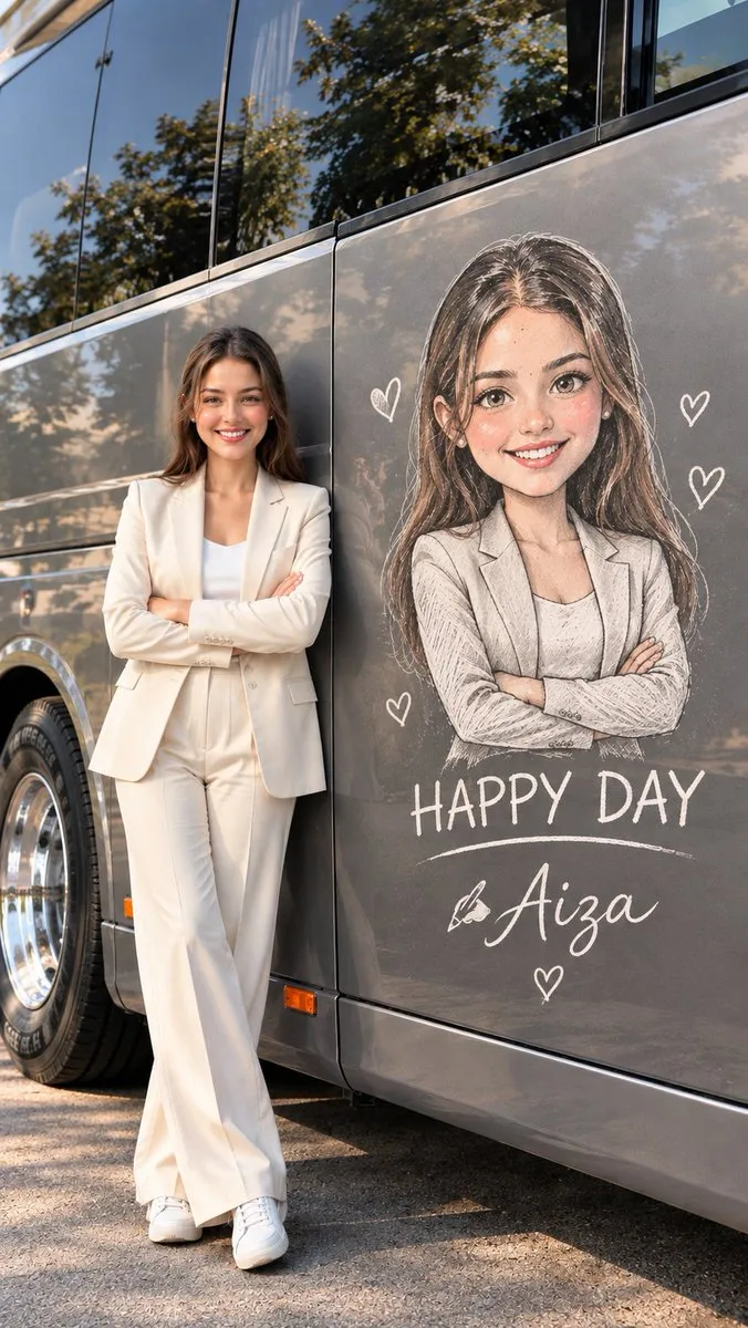 Luxury Bus Chalk Portrait